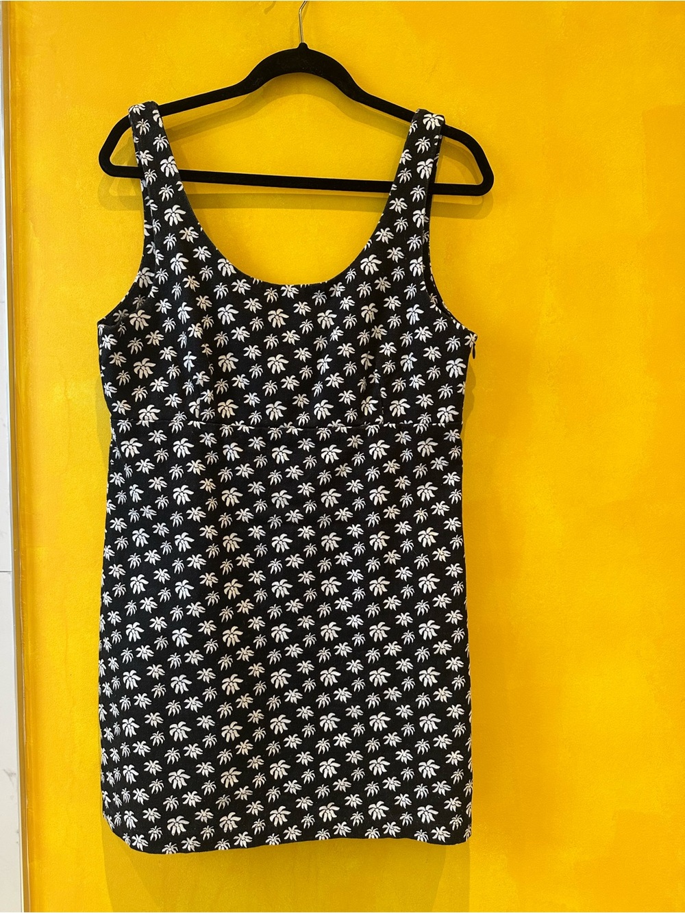 Afends Black Mini Dress with White Palm Print